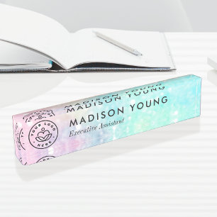 グリッターパステル《写真》ぼけ味パタカラフルーン デスクネームプレート