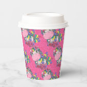 グリッターパスルピンクブラックユニコーン紙カップ 紙コップ (正面)