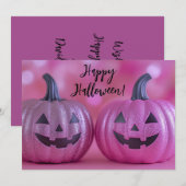 グリッターパンプキンハロウィングリーティングカード 招待状 (正面/裏面)