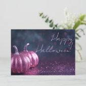 グリッターパンプキンハロウィングリーティングカード 招待状 (スタンド正面)