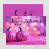 グリッターパンプキンハロウィングリーティングカード 招待状 (正面/裏面)