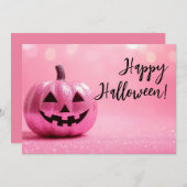 グリッターパンプキンハロウィングリーティングカード 招待状 (正面/裏面)