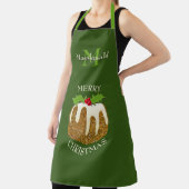 グリッターパーソナライズされたグリーンクリスマスプリン エプロン (インサイチュ)