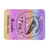 グリッターパーソナライズされた誕生日トリップクルーズ マグネット (横)