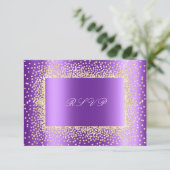 グリッターパープルアメジスト金ゴールドRSVPクリスタル 出欠カード (スタンド正面)