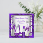 グリッターパープルグラモールナイトシャンパーニュパーティー 招待状 (スタンド正面)