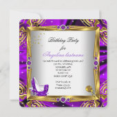 グリッターパープルハイヒールシューズ金ゴールドホワイトシルク 招待状 (裏面)
