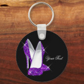 グリッターパープルハイヒールシューズ キーホルダー (正面)