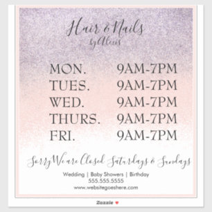 グリッターパープルピンクサロンビジネスサインのシール シール