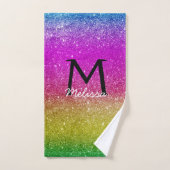 グリッターパープルピンク金ゴールドイエロー バスタオルセット (ハンドタオル)