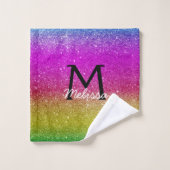 グリッターパープルピンク金ゴールドイエロー バスタオルセット (ウォッシュタオル)