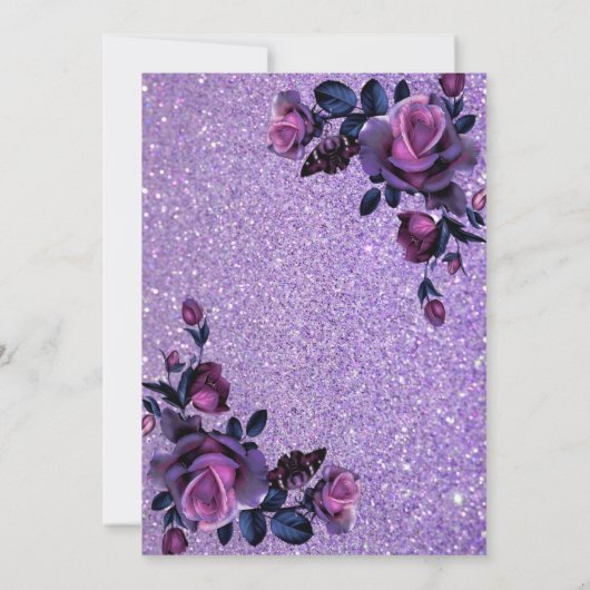 グリッターパープルフローラベビーシャワー招待状 招待状 (裏面)
