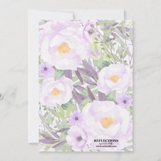 グリッターパープルフローラ写真テンプレートスイーツ16 招待状 (裏面)