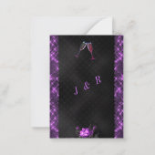 グリッターパープルブラック結婚式招待状テンプレート ノートカード (裏面)