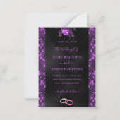 グリッターパープルブラック結婚式招待状テンプレート ノートカード (正面)