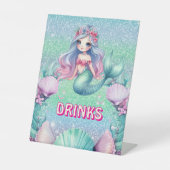 グリッターパープルマーメイド誕生日ドリンク 台座サイン (正面)