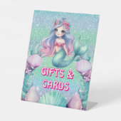 グリッターパープルマーメイド誕生日プレゼント 台座サイン (正面)