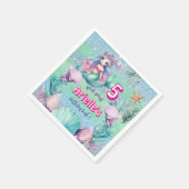 グリッターパープルマーメイド誕生日 スタンダードカクテルナプキン (角)