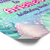 グリッターパープルマーメイド誕生日 ポスター (角)