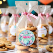 グリッターパープルマーメイド誕生日 ラウンドシール