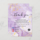 グリッターパープル金ゴールド大理石 サンキューカード (正面/裏面)