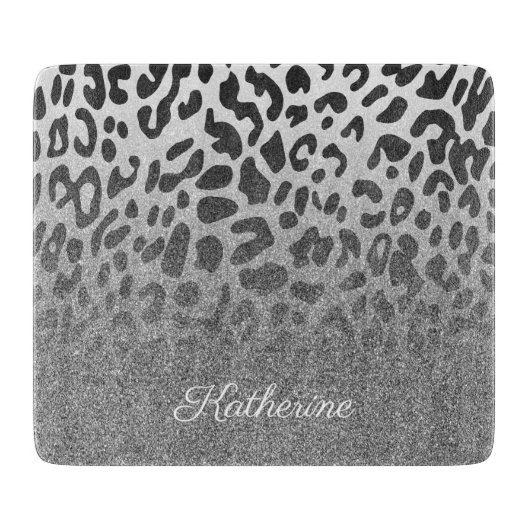 グリッターヒョウ印刷 カッティングボード (正面)