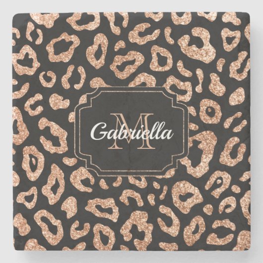 グリッターヒョウ印刷 ストーンコースター (正面)
