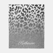 グリッターヒョウ印刷 フリースブランケット (正面)