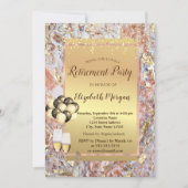 グリッターヒール、バルーン、大理石退職パーティー 招待状 (正面)