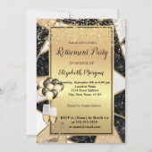 グリッターヒール、バルーン、大理石退職パーティー 招待状 (正面)