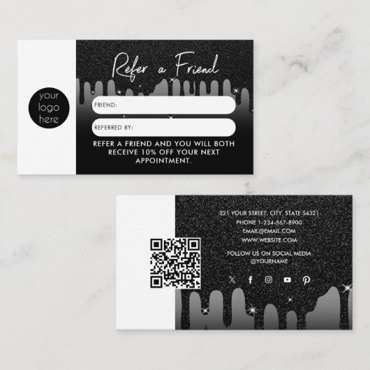 グリッタービジネスが友人の紹介カードを参照する 名刺 (正面/裏面)