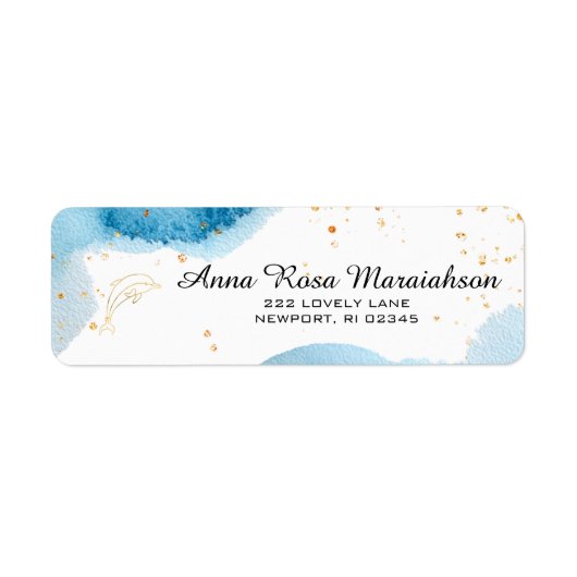 *~*グリッタービーチ航海の海金ゴールドイルカ ラベル (正面)