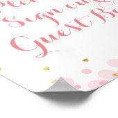 グリッターピンクお願いゲストブックにサイン。 ポスター (角)