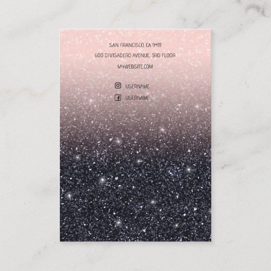 グリッターピンクとブラックの収入保持者 名刺 (裏面)