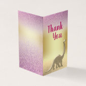 グリッターピンクと金ゴールド恐竜サンキューカード (外部)