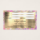 グリッターピンクのオパールのギフトカード (裏面)