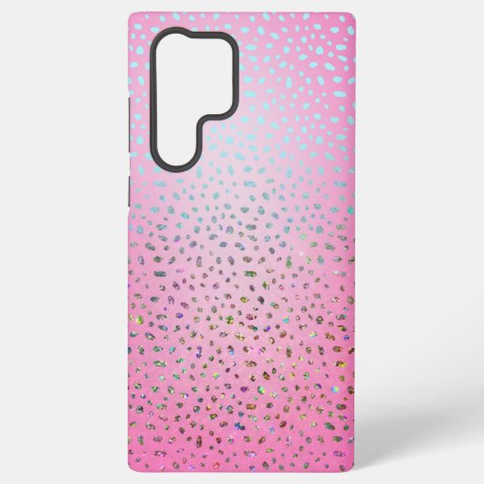 グリッターピンクのヒョウ柄 SAMSUNG GALAXYケース (裏面)
