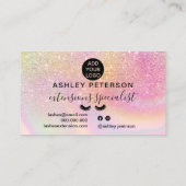 グリッターピンクのレインボーユニコーン大理石まつげ 名刺 (裏面)