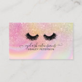 グリッターピンクのレインボーユニコーン大理石まつげ 名刺 (正面)