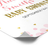 グリッターピンクの月の赤ちゃんシャワー歓迎サイン ポスター (角)