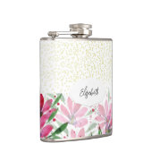 グリッターピンクの花開花水彩 フラスク (右)