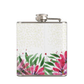 グリッターピンクの花開花水彩 フラスク (裏面)