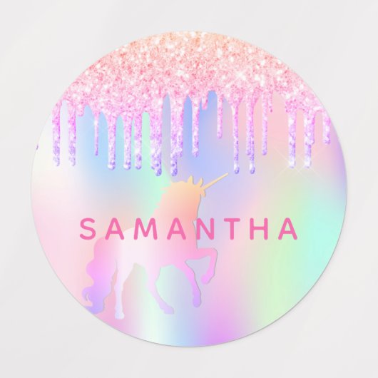 グリッターピンクの魔法のユニコーン服 ラベル (デザイン1)