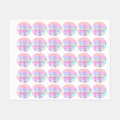 グリッターピンクの魔法のユニコーン虹の服 ラベル (シート)