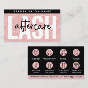 グリッターピンクまつげエクステンションLash AfterCare 名刺