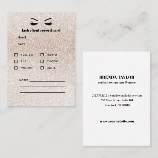 グリッターピンクまつげ拡張クライアントの相談 名刺 (正面/裏面)