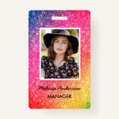 グリッターピンクイエロー金ゴールドサロンフォトバッジ バッジ (正面)