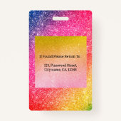 グリッターピンクイエロー金ゴールドサロンフォトバッジ バッジ (裏面)