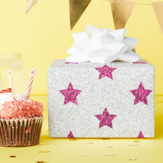 グリッターピンクカラーシンプルデザインギフト ラッピングペーパー (誕生日パーティー)