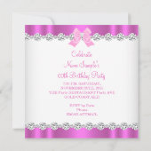 グリッターピンクグラマーハイヒールバースデーパーティー 招待状 (裏面)